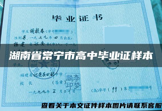 湖南省常寧市高中畢業證樣本