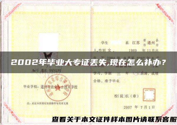2002年畢業大專證丟失,現在怎么補辦？