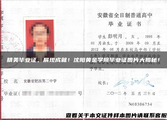 精美畢業證，展現成就！沈陽黃金學院畢業證圖片大揭秘！