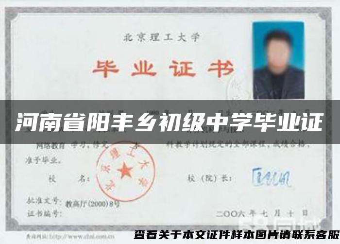 河南省陽豐鄉初級中學畢業證