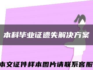 本科畢業證遺失解決方案縮略圖