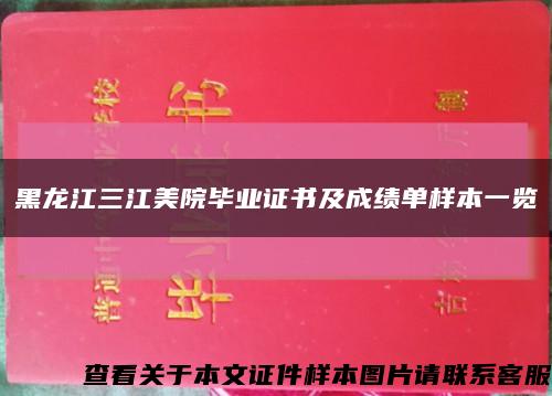 黑龍江三江美院畢業證書及成績單樣本一覽縮略圖