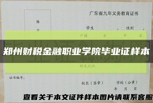 鄭州財稅金融職業學院畢業證樣本縮略圖