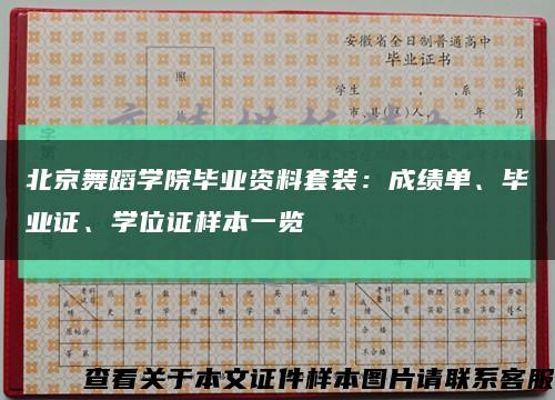 北京舞蹈學院畢業資料套裝：成績單、畢業證、學位證樣本一覽縮略圖