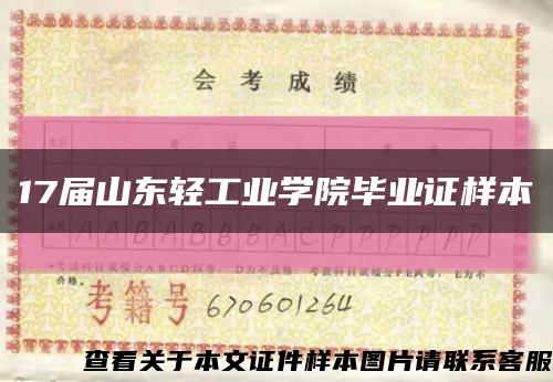 17屆山東輕工業學院畢業證樣本縮略圖