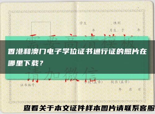 香港和澳門電子學位證書通行證的照片在哪里下載？縮略圖