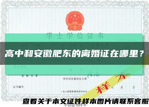 高中和安徽肥東的離婚證在哪里？縮略圖