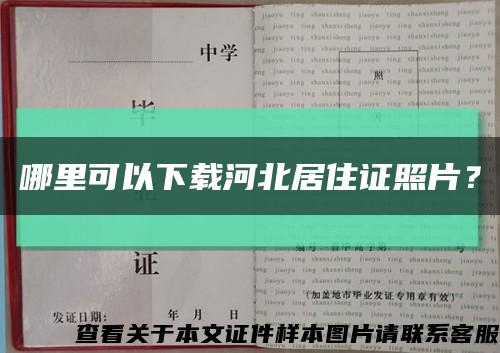 哪里可以下載河北居住證照片？縮略圖