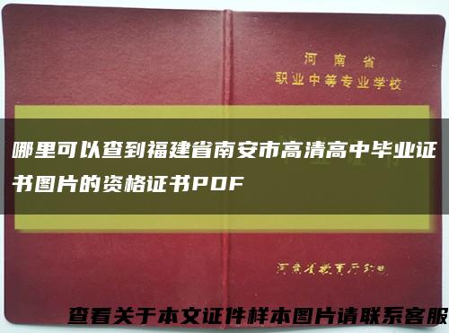 哪里可以查到福建省南安市高清高中畢業證書圖片的資格證書PDF縮略圖