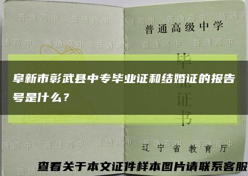 阜新市彰武縣中專畢業證和結婚證的報告號是什么？縮略圖