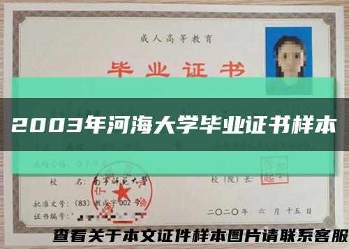 2003年河海大學畢業證書樣本縮略圖
