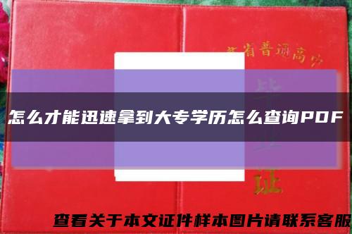 怎么才能迅速拿到大專學歷怎么查詢PDF縮略圖