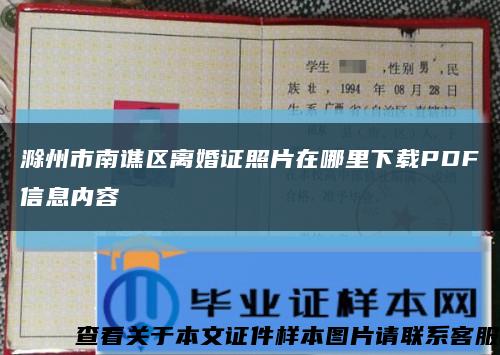 滁州市南譙區離婚證照片在哪里下載PDF信息內容縮略圖