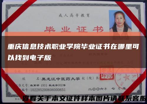 重慶信息技術職業學院畢業證書在哪里可以找到電子版縮略圖