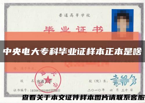 中央電大?？飘厴I證樣本正本是啥縮略圖