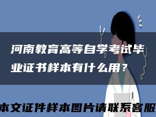 河南教育高等自學考試畢業證書樣本有什么用？縮略圖