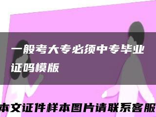 一般考大專必須中專畢業證嗎模版縮略圖