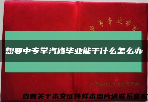 想要中專學汽修畢業能干什么怎么辦縮略圖