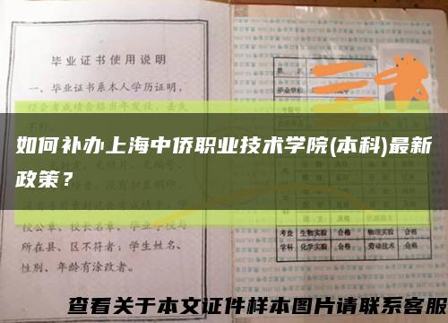 如何補辦上海中僑職業技術學院(本科)最新政策？縮略圖