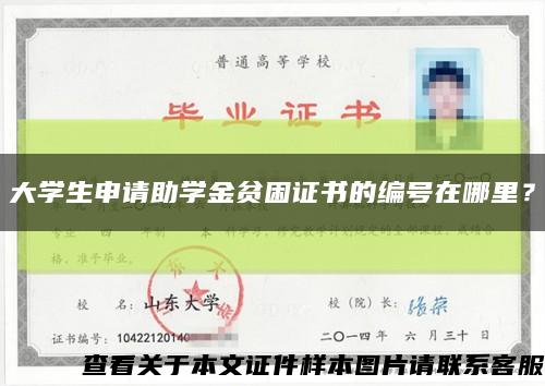 大學生申請助學金貧困證書的編號在哪里？縮略圖