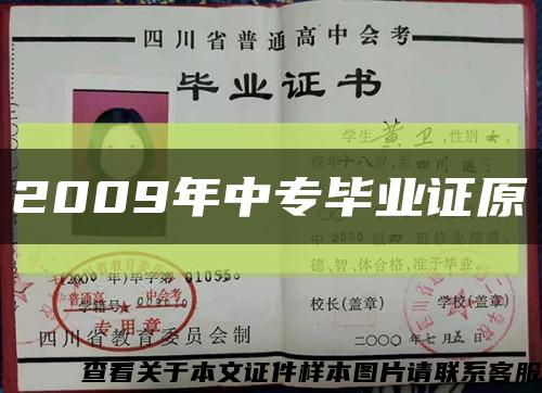 2009年中專畢業證原縮略圖