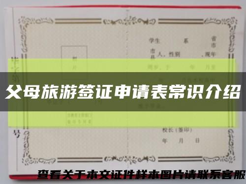 父母旅游簽證申請表常識介紹縮略圖