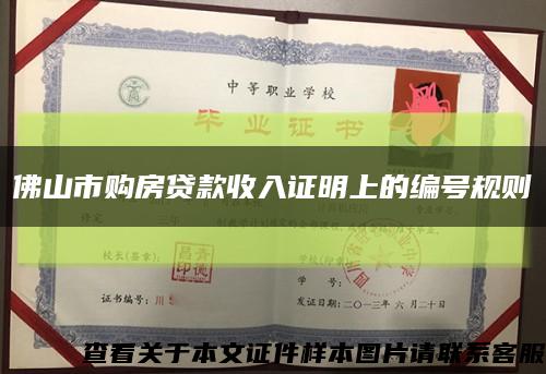 佛山市購房貸款收入證明上的編號規則縮略圖