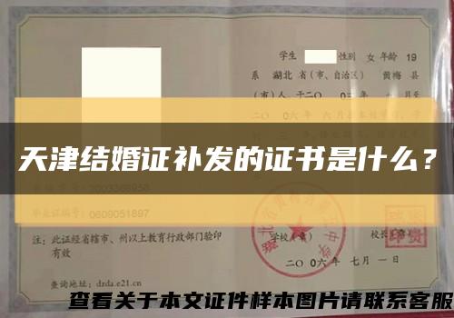 天津結婚證補發的證書是什么？縮略圖
