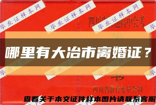 哪里有大冶市離婚證？縮略圖