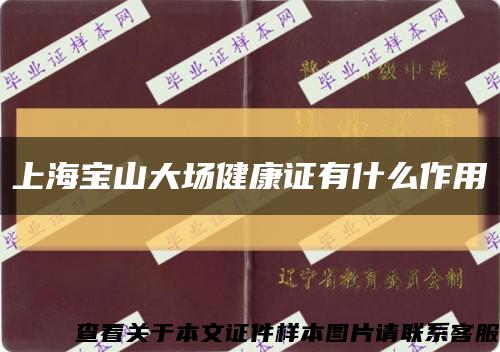 上海寶山大場健康證有什么作用縮略圖