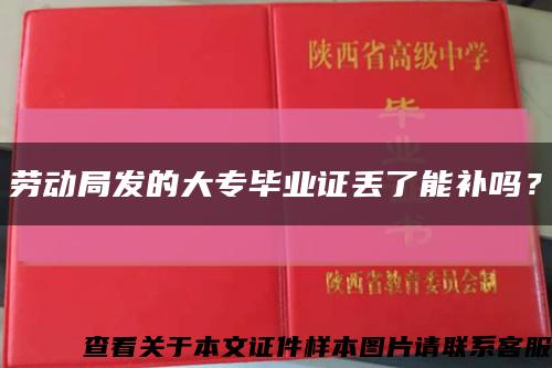 勞動局發的大專畢業證丟了能補嗎？縮略圖