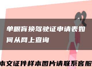 單眼肓換駕駛證申請表如何從網上查詢縮略圖