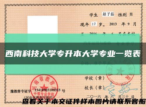西南科技大學專升本大學專業一覽表縮略圖