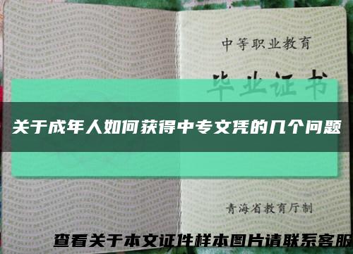 關于成年人如何獲得中專文憑的幾個問題縮略圖