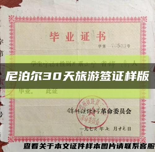尼泊爾30天旅游簽證樣版縮略圖
