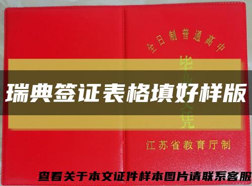 瑞典簽證表格填好樣版縮略圖