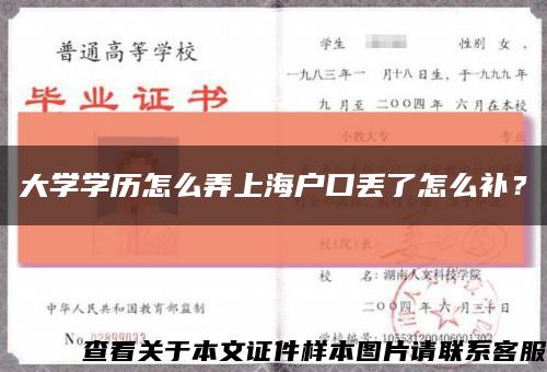 大學學歷怎么弄上海戶口丟了怎么補？縮略圖