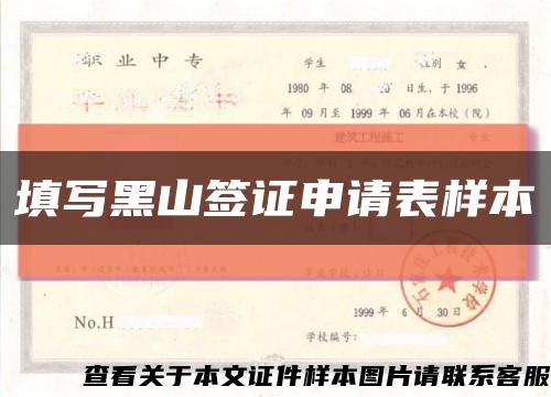 填寫黑山簽證申請表樣本縮略圖
