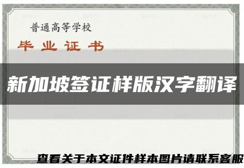 新加坡簽證樣版漢字翻譯縮略圖
