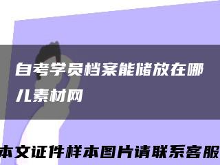 自考學員檔案能儲放在哪兒素材網縮略圖