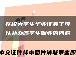 在校大學生畢業證丟了可以補辦嗎學生就業的問題縮略圖