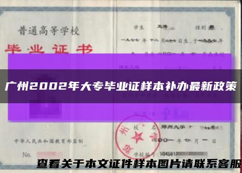廣州2002年大專畢業證樣本補辦最新政策縮略圖