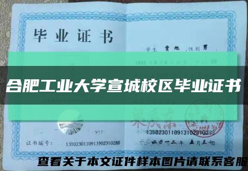 合肥工業大學宣城校區畢業證書縮略圖