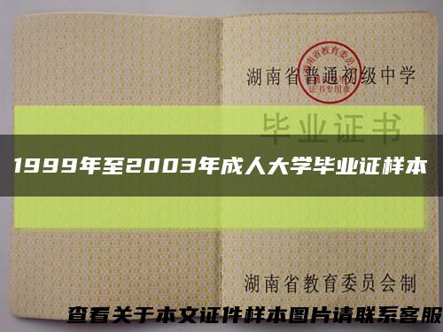 1999年至2003年成人大學畢業證樣本縮略圖