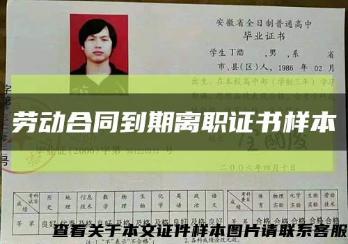 勞動合同到期離職證書樣本縮略圖
