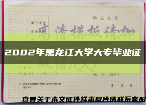 2002年黑龍江大學大專畢業證縮略圖