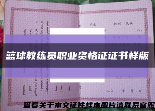 籃球教練員職業資格證證書樣版縮略圖
