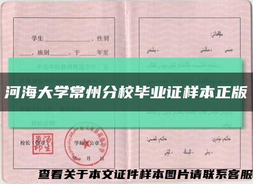 河海大學常州分校畢業證樣本正版縮略圖