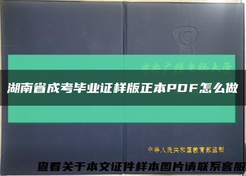 湖南省成考畢業證樣版正本PDF怎么做縮略圖