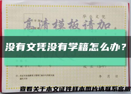 沒有文憑沒有學籍怎么辦？縮略圖